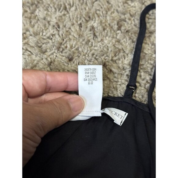 VICTORIA’S SECRET Black Romper Lingerie Sleepwear Embroidered Back Tie MEDIUM - Picture 2 of 12